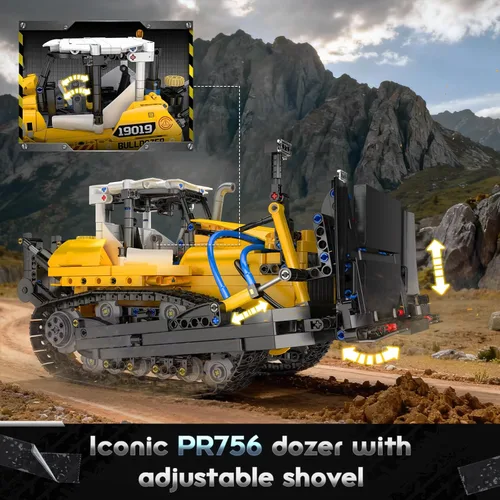 Vista 2 de Mould King 19019 Bulldozer Kit de construcción con cilindros neumáticos, juguete de ingeniería de construcción para adultos, modelo creativo