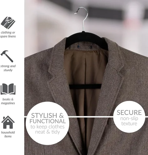 Vista 3 de Simplify Perchas de terciopelo extra anchas de 21 pulgadas Paquete de 24 Diseño delgado Resistentes Capacidad para 10 libras Organización