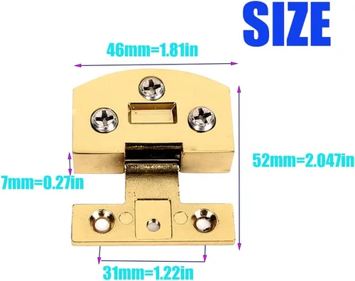 Vista 2 de Paquete de 2 bisagras de puerta de vidrio doradas sin taladrar para puertas de gabinete de vidrio de 0.197 a 0.197 pulgadas de grosor