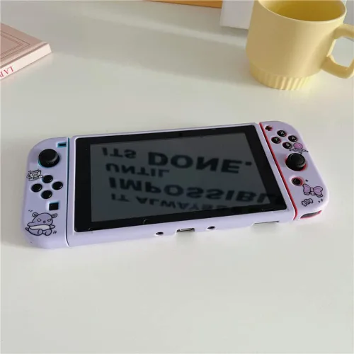 Vista 5 de ENIFLY Cute Soft Shockproof Kuromi Dockable Cover Case Compatible with Nintendo Switch OLED, Durable Scratch Resistant Shell for Joycon, Silicone