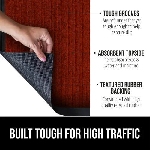 Vista 3 de Gorilla Grip - Tapete afelpado original de goma con perfil bajo, resistente, duradero, impermeable y fácil de limpiar para interior y exterior