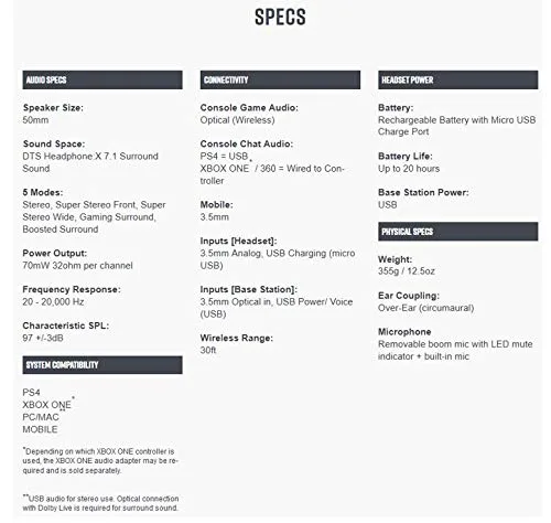 Vista 4 de LucidSound LS41 - Auriculares inalámbricos para PS4, Xbox One, PC, Nintendo Switch, Mac, DTS, auriculares para juegos X 7.1 - Playstation 4