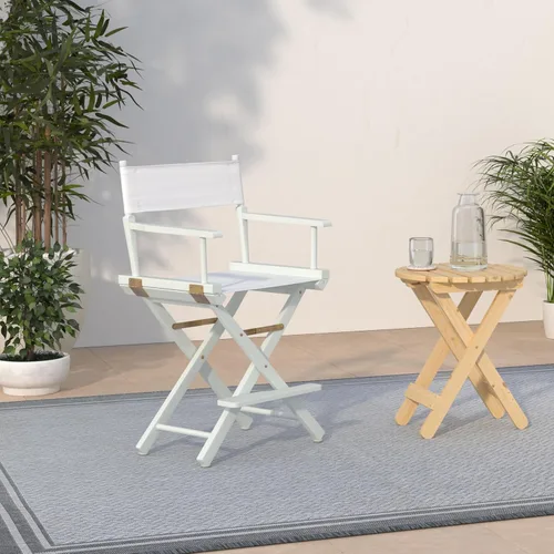 Vista 158 de Casual Home - Silla de director de 30 in, marco blanco, con lona color blanco, altura de barra