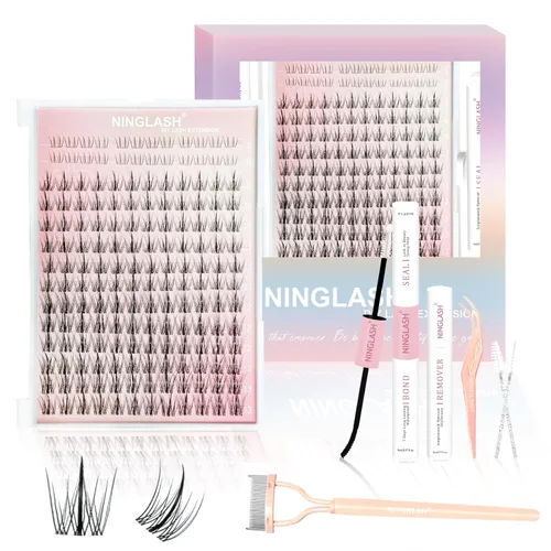 Vista 16 de Lash Clusters Manga Eyelash Clusters Wispy Spiky Cluster Eyelash Natural Look Extensions Individual 144pcs 8-16mm Fairy Lashes Volume Anime Lash