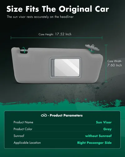 Vista 2 de SCITOO Ensamblaje de visera solar gris para lado derecho del pasajero, compatible con parabrisas de Toyota Tacoma sin techo corredizo 2005-2014