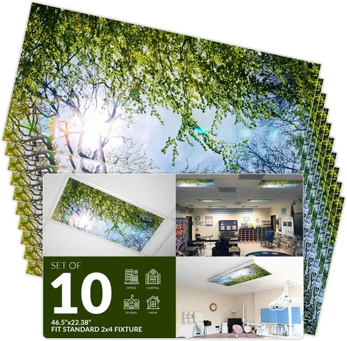 Vista 16 de OCTO LIGHTS Cubiertas decorativas de luz fluorescente para luces de techo de aula, 2 x 4 (22.38 x 46.5 pulgadas), mejora el enfoque, elimina dolores