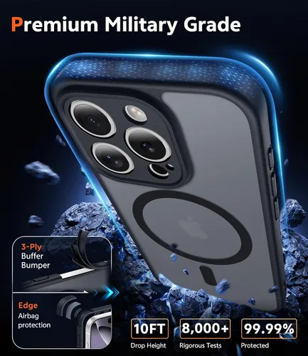 Vista 1754 de FNTCASE Funda para iPhone 13 Pro-Max: Fundas magnéticas transparentes compatibles con Magsafe Slim anti amarillamiento protección contra caídas