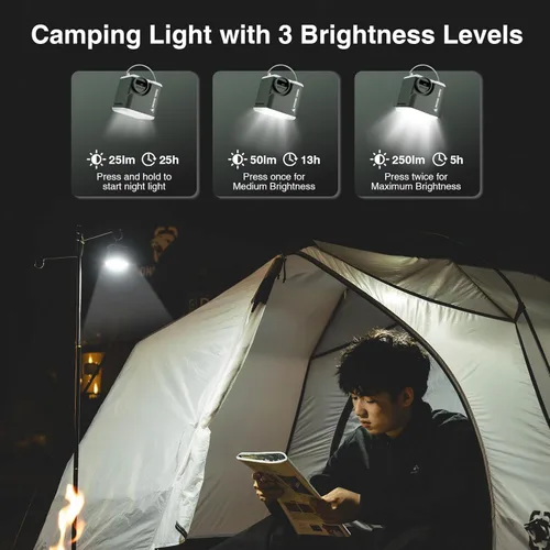 Vista 3 de OneTigris Bomba de aire portátil para inflables, mini bomba de colchón de aire con luz de campamento y batería de 2400 mAh, pequeña bomba de aire