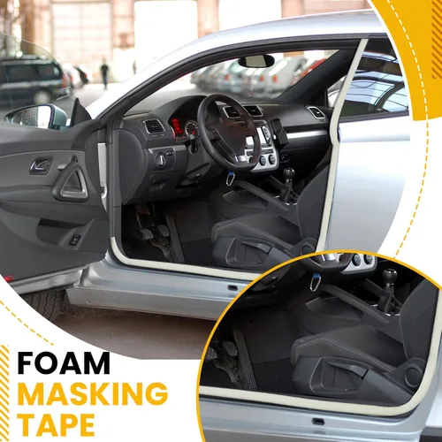Vista 4 de Pangda 1 rollo de 1/2 pulgada x 54 yardas, cinta adhesiva de espuma de borde suave, cinta blanca para fabricar espuma automotriz para sellar atascos