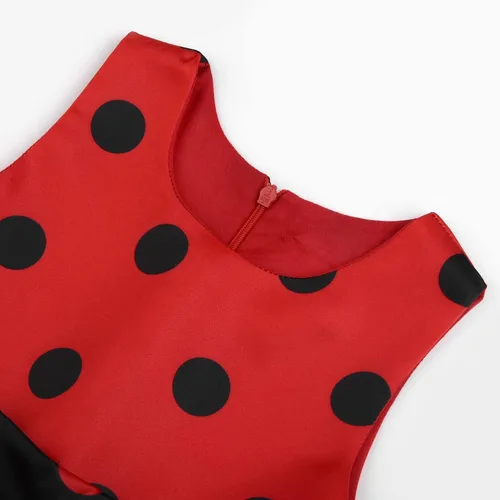 Vista 3 de Uhdear Disfraz de mariquita para niñas vestido tutú sin mangas fiesta de Halloween con accesorios