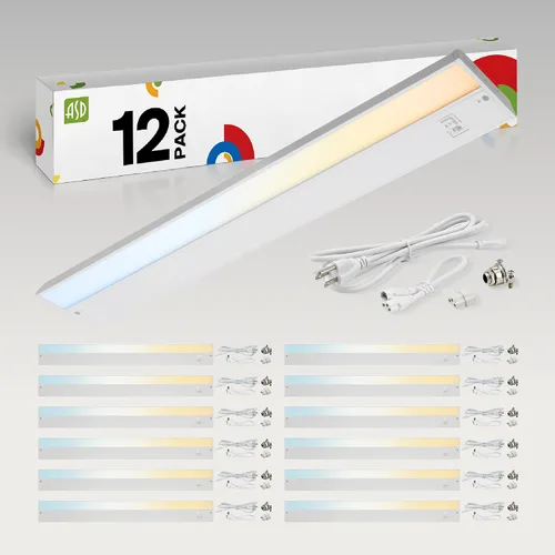 Vista 18 de ASD Iluminación LED para debajo del gabinete con enchufe o cableado de 9 pulgadas, luces regulables debajo del gabinete con interruptor 22.86 cm