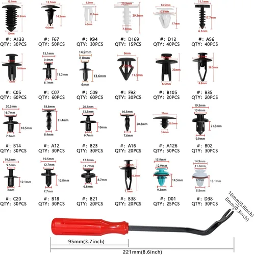 Vista 3 de Clips de retención de automóvil, kits de carrocería de automóvil, 24 tamaños más populares, 801 piezas de clips de panel de puerta de automóvil, 1