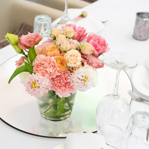 Vista 6 de Seelenruhe Espejos Redondos de 12" para Centros de Mesa para Mesas, Bandejas de Espejos Redondos Platos para Centros de Mesa, Decoraciones de Boda