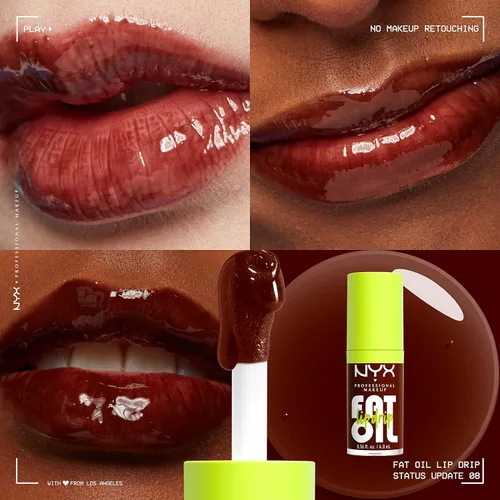 Vista 3 de NYX PROFESSIONAL MAKEUP Fat Oil Lip Drip, Brillo de Aceite Hidratante para Labios, Fórmula Vegana con Tinte, Hidratación de Hasta 12 H - Status