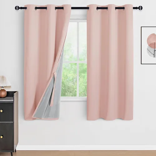 Vista 110 de DWCN Cortinas opacas 100% blancas de 84 pulgadas de largo para dormitorio con forro negro, doble capa con aislamiento térmico, paneles de cortina