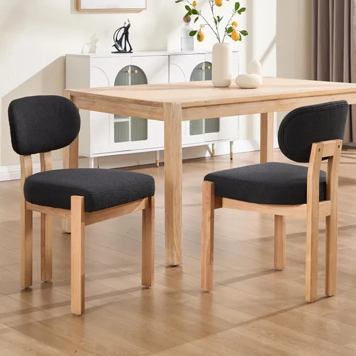 Vista 8 de Wooden Dining Chairs Set of 2, Mid Century Modern Chenile Upholstered Dining Room Chair Kitchen Chairs with Solid Wood Legs, Farmhouse Dinner Chair