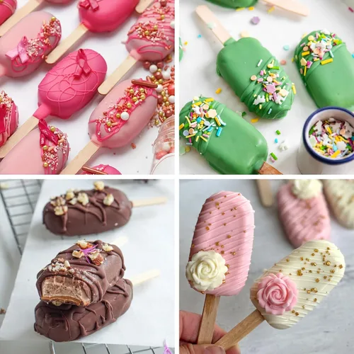 Vista 5 de WMKGG Juego de moldes de silicona para paletas, 2 piezas de moldes para helado con 50 palitos de madera para pastelitos, paletas de hielo, Azul