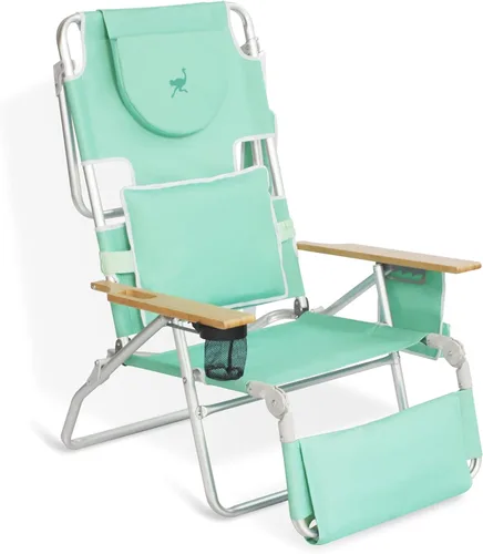 Vista 7 de Ostrich Silla de playa reclinable 3-N-1 de lujo acolchada para exteriores, color azul (paquete de 2)