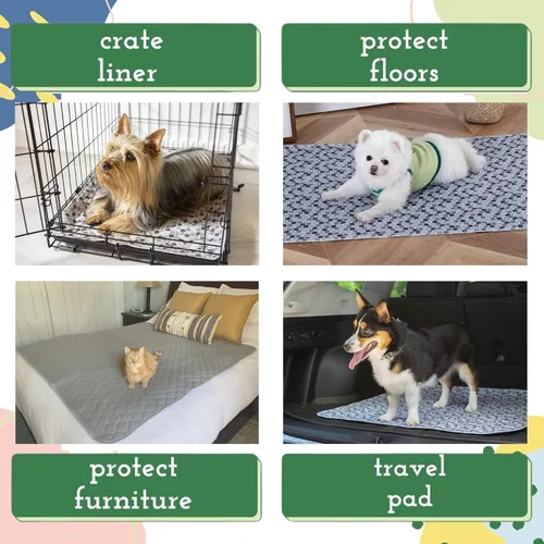 Vista 2 de Caldwell's Pet Supply Co. Almohadillas para orinal de 18 x 24 pulgadas, almohadillas lavables para orina para perros, tapete reutilizable para orina