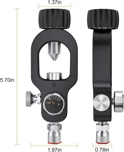 Vista 2 de Yasorn Adaptador de recarga de válvula DIN para tanque de buceo, estación de recarga de buceo antioxidante de aleación de aluminio, 4500 psi PCP