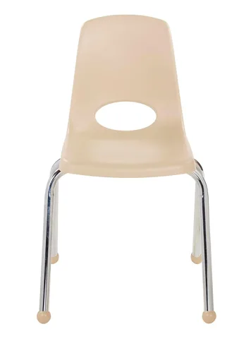 Vista 9 de FDP 11559-SD - Silla escolar apilable de 16 pulgadas, asiento apilable para estudiantes con patas de acero cromado y deslizadores de bolas