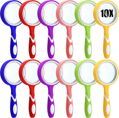 Xuhal Lupa de mano 10X - Lupa de lectura inastillable para personas mayores y niños, lente de aumento de color de 1.97 pulgadas con goma Color