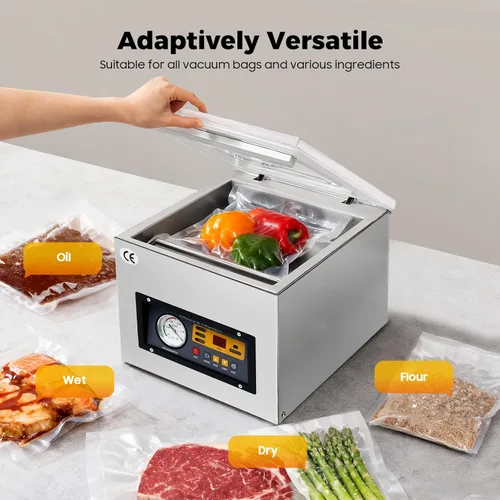 Vista 6 de Chamber Vacuum Sealer, 120W Sealing Power, Vacuum Packing Machine for Wet Foods, Grains, Precision Instruments and More Compact Size with 10.2 in