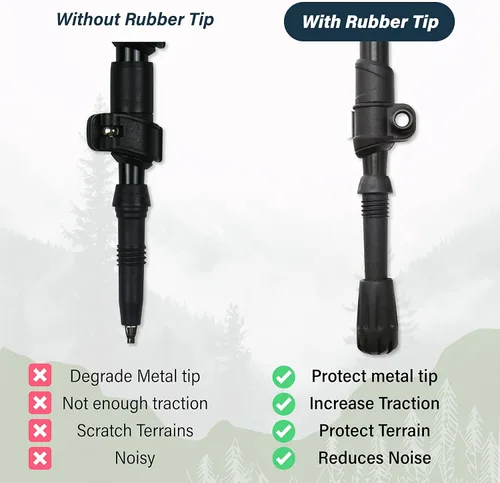 Vista 3 de TREKOLOGY Trekking Pole Tips and Baskets Set - Rubber Replacement Accessories for Walking Sticks and Hiking Pole