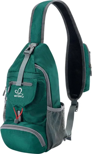 Vista 14 de WATERFLY Mochila pequeña empacable con correa cruzada para el hombro y el pecho, bolsa para libros, para senderismo y viajes