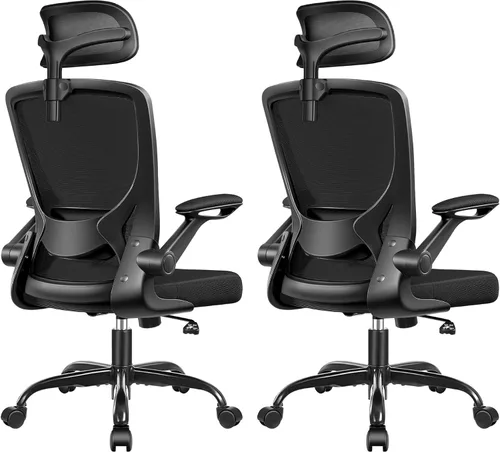 Vista 16 de Silla ergonómica de escritorio de oficina cómoda, sillas de escritorio de malla de respaldo alto con soporte lumbar ajustable, reposacabezas