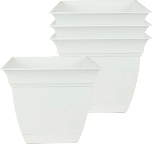 Vista 30 de The HC Companies, Eclipse - Maceta cuadrada de 12 pulgadas, con platillo, maceta para sembrar flores, verduras y hierbas en interiores y exteriores