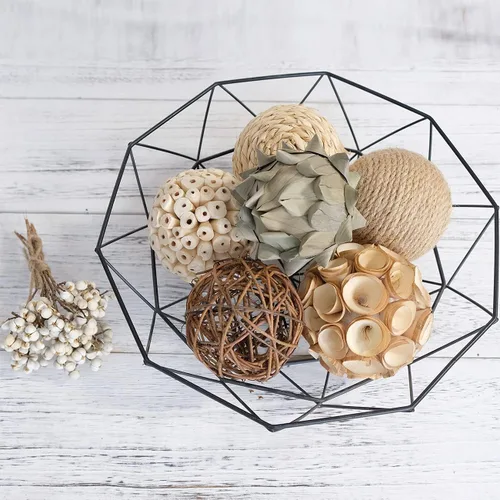 Vista 2 de 6 bolas de mimbre tejidas de mimbre de 3.5 pulgadas, bolas decorativas, ramitas, orbes verdes, jarrón, relleno para decoración de mesa