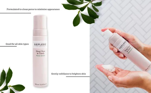 Vista 2 de Replere Deep Clean & Clarify - Jabón facial exfoliante natural con café arábica, té verde y vitaminas A y E