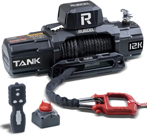 Vista 9 de RUGCEL WINCH 13,500 lb Nueva cabrestante eléctrica impermeable con cuerda sintética de 12 V con pasacabos Hawse, control remoto infrarrojo 2 en 1