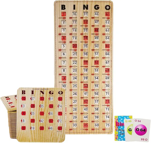 Vista 12 de MR CHIPS Tarjetas de bingo a prueba de atascos con ventanas deslizantes, 25 tarjetas de obturador reutilizables, 75 tarjetas de llamadas, 1 tablero