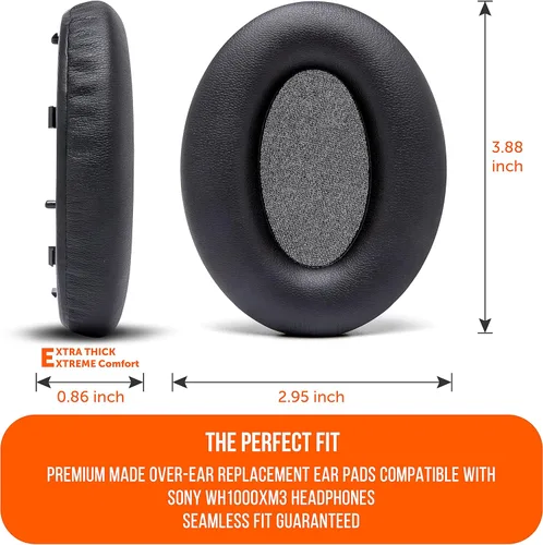 Vista 4 de WC Wicked Cushion Almohadillas de repuesto extra gruesas compatibles con auriculares Sony WH-1000XM3, color negro