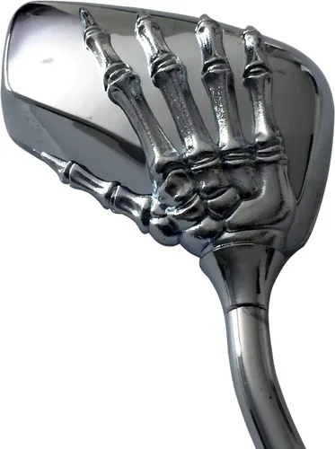 Vista 3 de Small 3D Silver Skull Hand Rear Motorcycle Mirrors Compatible for Yamaha MT-07