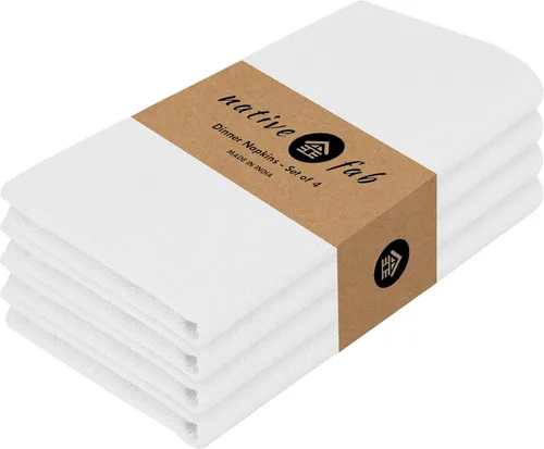 Vista 15 de Native Fab Blue Cloth Napkins, 4 Pack, 100% Cotton, 17x17 Inches, Heavy Duty, Soft Texture, Quick Drying, Great for Spring Holidays, Family