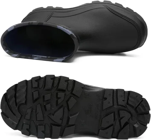 Vista 5 de Enelauge Botas cortas impermeables para hombre, calzado de lluvia de goma antideslizante