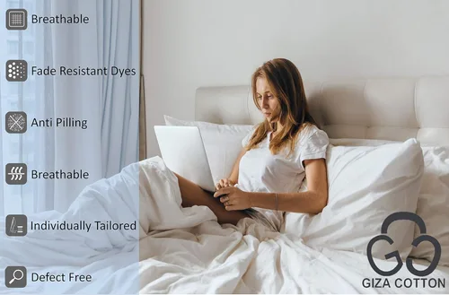 Vista 5 de 100% algodón Giza Egyptian Dreams [4 piezas] juego de sábanas de bolsillo extra profundo de 22 pulgadas, sábanas y fundas de almohada, fibra larga