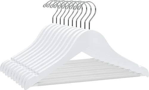 Quality Hangers Paquete de 20 perchas para niños de 14 pulgadas, perchas de madera para jóvenes preadolescentes con hombro curvo, gancho cromado