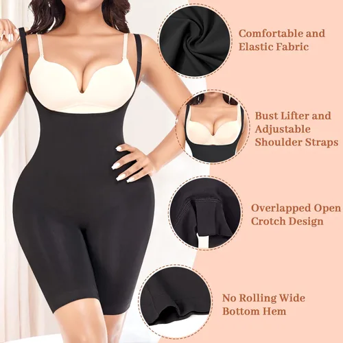 Vista 5 de Ganado Bodysuit for Women Tummy Control Shapewear Seamless Fajas Open-Bust Mid-Thigh Body Shaper