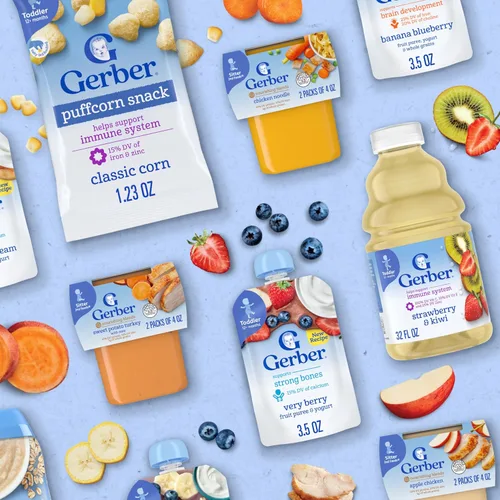 Vista 9 de Gerber Bolsas de comida para bebés, niños pequeños a partir de 12 meses, frutas y yogur muy bayas, 3.5 onzas (paquete de 12)