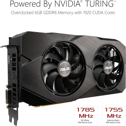 Vista 2 de ASUS GeForce RTX 2060 Overclocked 6G GDDR6 Doble ventilador EVO Edition VR Ready HDMI DisplayPort DVI tarjeta gráfica (DUAL-RTX2060-O6G-EVO)