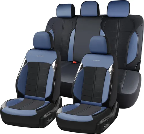 Vista 20 de Coverado Front Seat Leather Covers, Full Leather Construction with Carbon Fibre Weave, Universal Fit for Most Cars SUV Trucks (Beige)