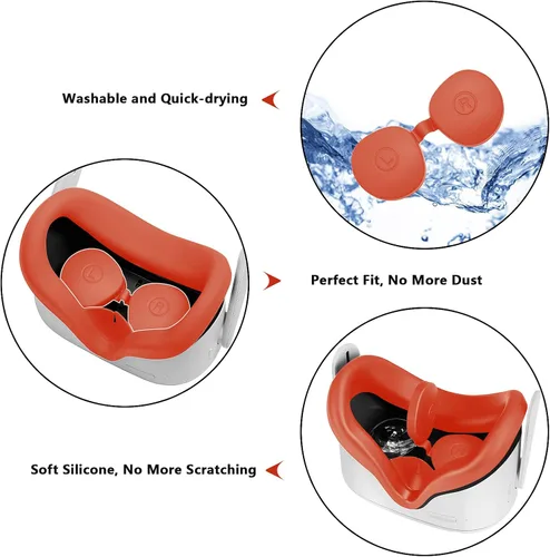 Vista 6 de TOMSIN Touch Controller Grip Cover with Silicone Face Cover, Protective Lens Cover, Silicone Handle Strap for Oculus Quest 2, Sweatproof Lightproof