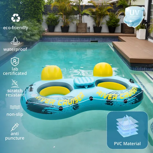 Vista 5 de River Tubes for Floating Heavy Duty Inflatable Floating Lounger Premium River Water Rafts Pool Float with Cup Holder Above Lake for Adults