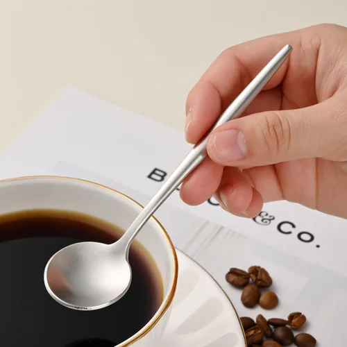 Vista 3 de 5.1 Pulgadas Cuchara de Té Satinada Negra SS18/10, Juego de 4 Mini Cucharas de Café de Acero Inoxidable, Cuchara de Té Pequeña, Cucharas Demitasse