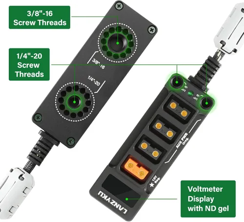 Vista 3 de Divisor D-Tap D-Tap de Voltímetro Regulado de 12V para ARRI ROJO Sony Teradek Smallhd DJI TILTA SmallRig Montaje en V Montaje en Oro, Roscas