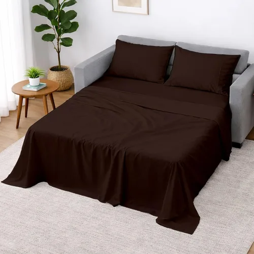 Vista 16 de Cottington Lane Juego de 4 piezas de sábanas para sofá cama tamaño matrimonial, 100% algodón egipcio de alta calidad para sofá cama, sofá biplaza
